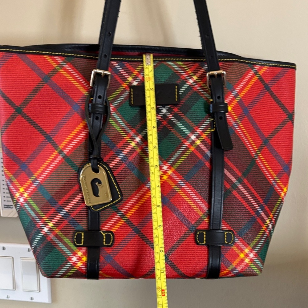 DOONEY & BURKE  Tartan Plaid Tote Bag with Black Trim - Red Multi - Picture 5 of 13